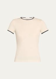 Vince Tipped Pima Cotton Short-Sleeve Crewneck T-Shirt - at Bergdorf Goodman